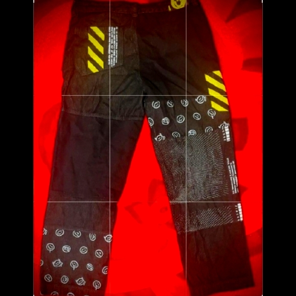 Finesse Jacko Printed Patchwork Mens/Unisex Black Jeans.Size: XL. Like New!!! - Picture 3 of 3